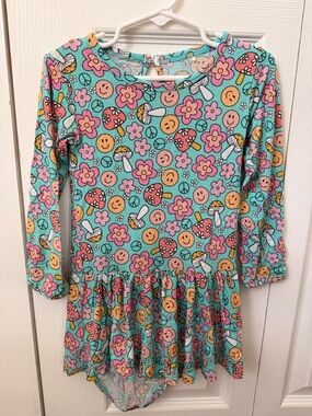 Bums & Roses girls 3T bamboo Long-Sleeve skirted bodysuit